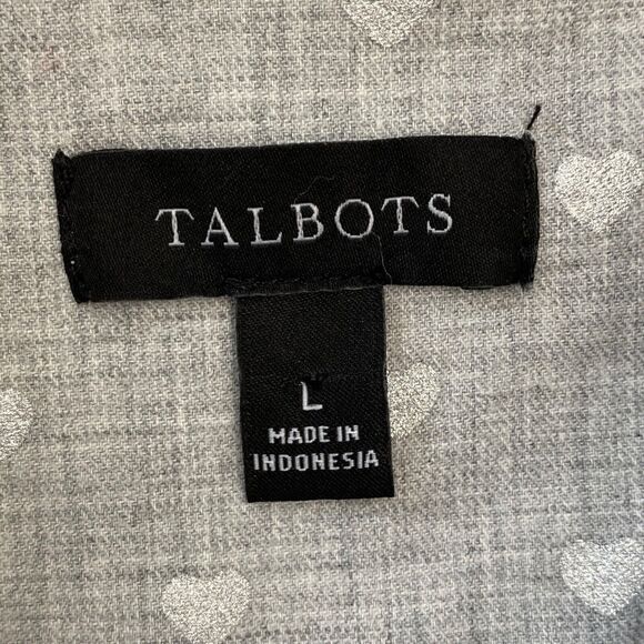 Talbots Button Up Shirt Hearts Womens Large Gray Love Preppy Classic Twee - Picture 7 of 10